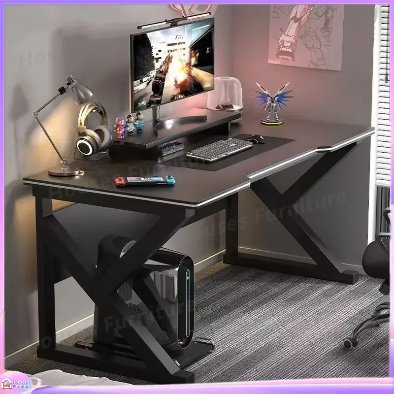 Desk Setup L Shaped - طاولة ألعاب معدنية سوداء من MDF