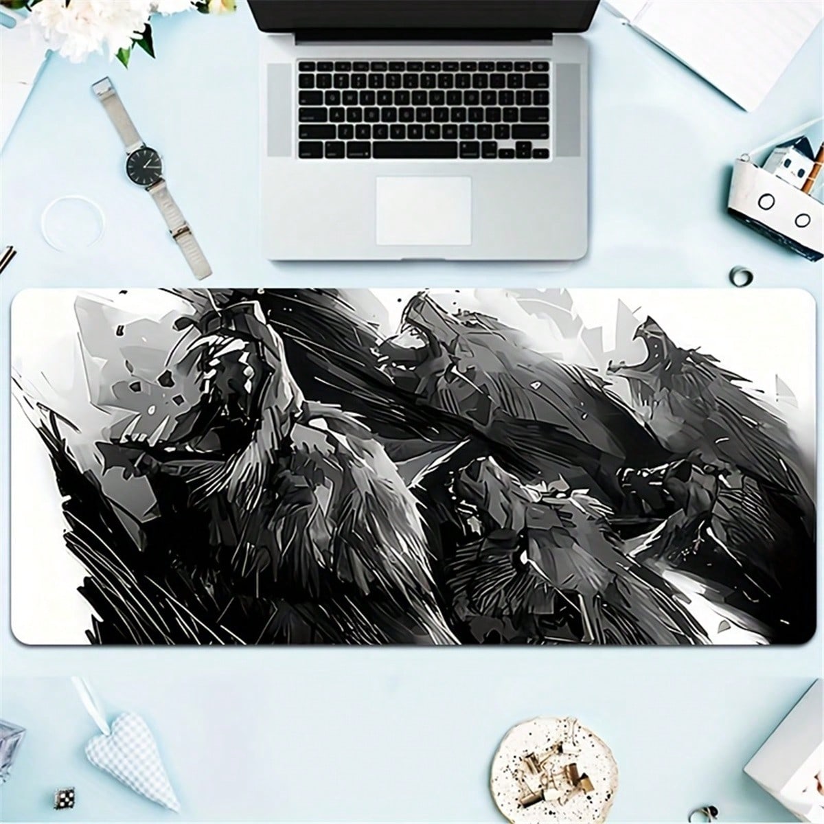 Desk Setup Pc And Laptop - وسادة مكتب ألعاب كبيرة بتصميم الذئب