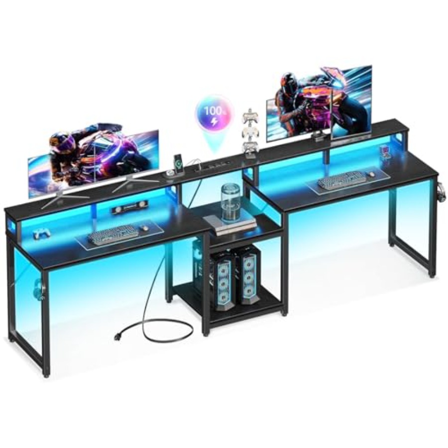 مكتب ألعاب لشخصين، طوله 98 بوص - مراجعة Desk Setup L Shaped وسعره