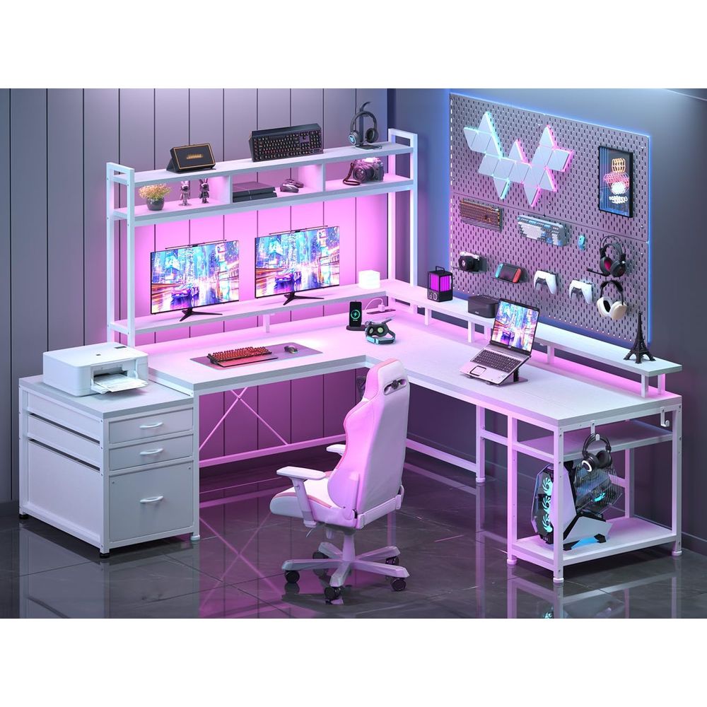 مكتب على شكل حرف L بطول 104 بو - مراجعة Desk Setup L Shaped وسعره