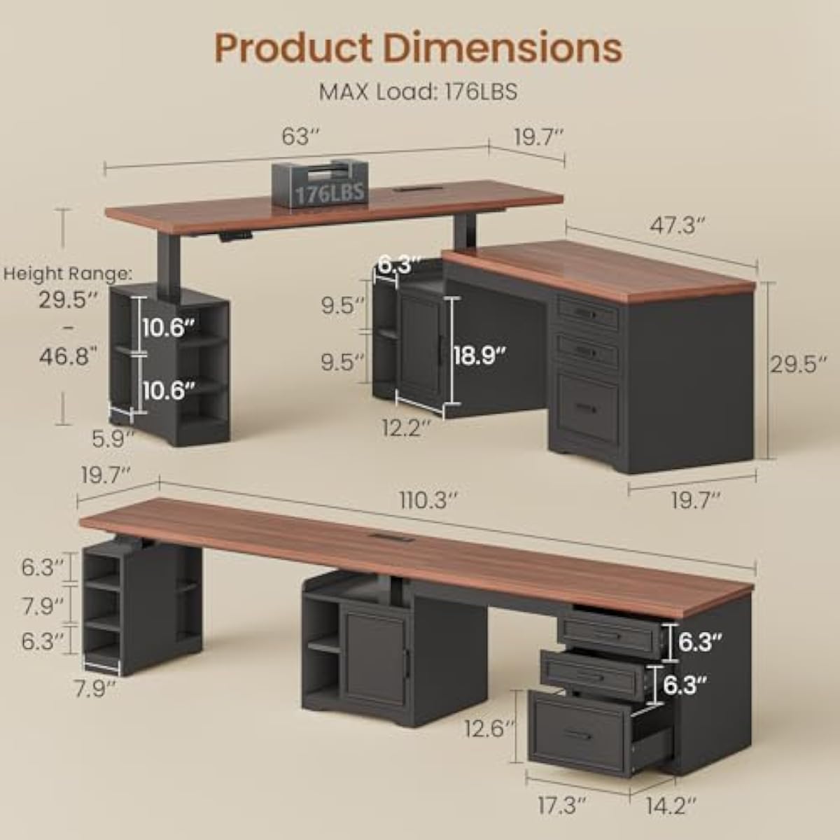 مكتب كهربائي قابل للتعديل على  - مراجعة Desk Setup L Shaped وسعره