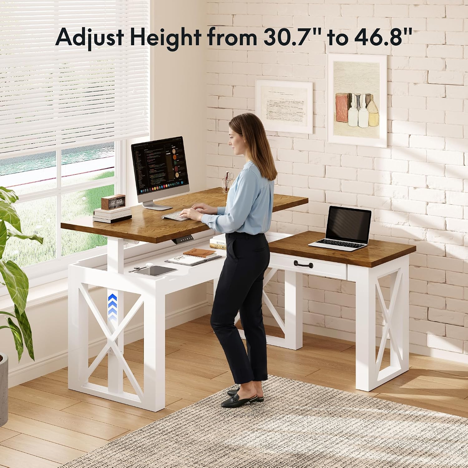 مكتب عمل قائم على شكل حرف L مع - مراجعة Desk Setup L Shaped وسعره