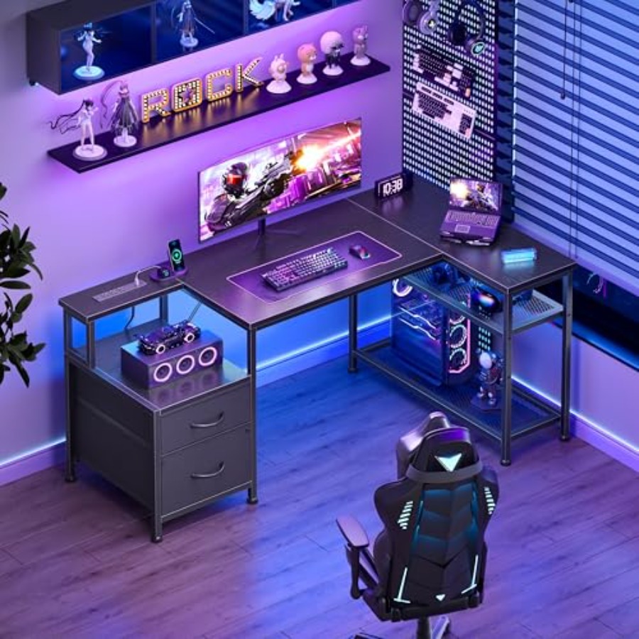 مكتب ألعاب على شكل حرف L بطول  - مراجعة Desk Setup L Shaped وسعره