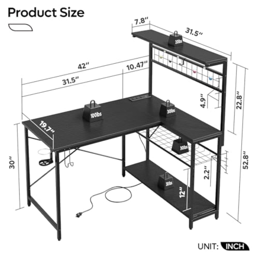 مكتب ألعاب بحجم 42 بوصة، مزود  - مراجعة Desk Setup L Shaped وسعره